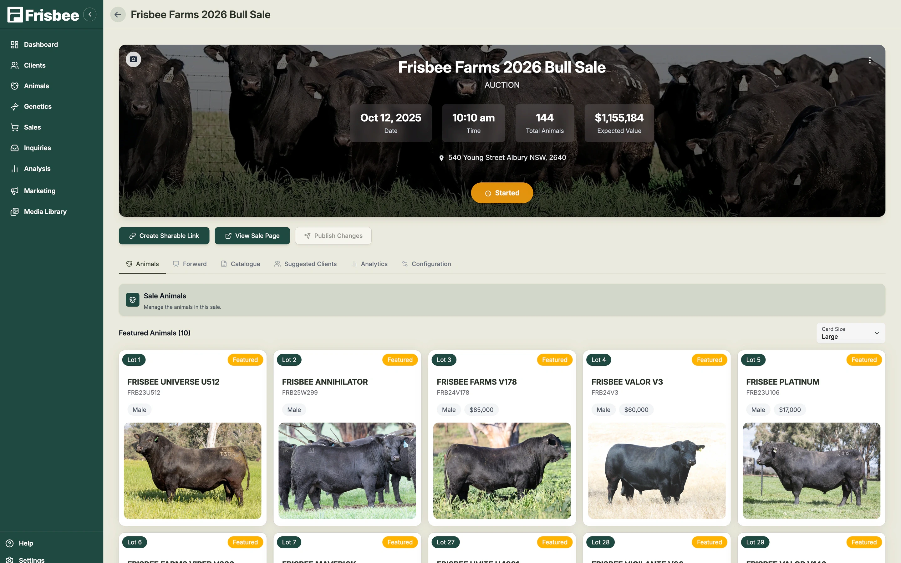 Digital Catalogues — screenshot of the Frisbee platform
